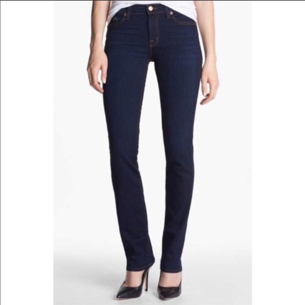 J BRAND Cigarette Dark Blue Wash Skinny Cigarette Leg Low Mid Straight Jeans 26